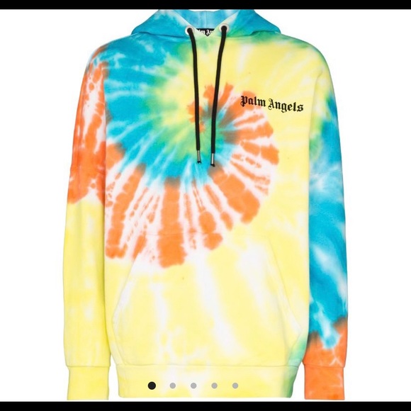 Palm angels logo print tie dye hoodie worn twice